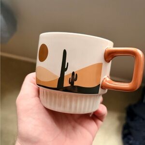 Desert Scene Ceramic Mug - Brown and Cream